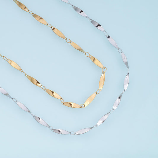 Stainless Steel Willow Leaf Chain, 14K Gold Stainless Steel Chain,Waterproof Chain for DIY Necklace Bracelet Making