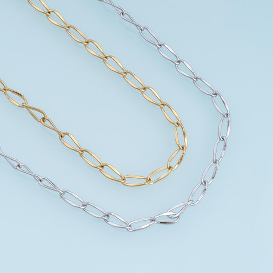 Stainless Steel Twisted Link Chain, 14K Gold Stainless Steel Chain,Waterproof Chain for DIY Necklace Bracelet Making