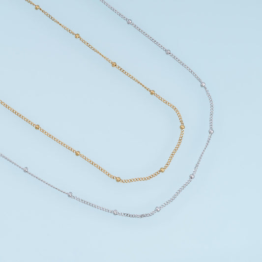 Stainless Steel Bead Link Chain, 14K Gold Stainless Steel Chain,Waterproof Chain for DIY Necklace Bracelet Making