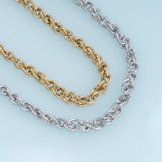 Stainless Steel Twisted Rope Chain, 14K Gold Stainless Steel Chain,Waterproof Chain for DIY Necklace Bracelet Making