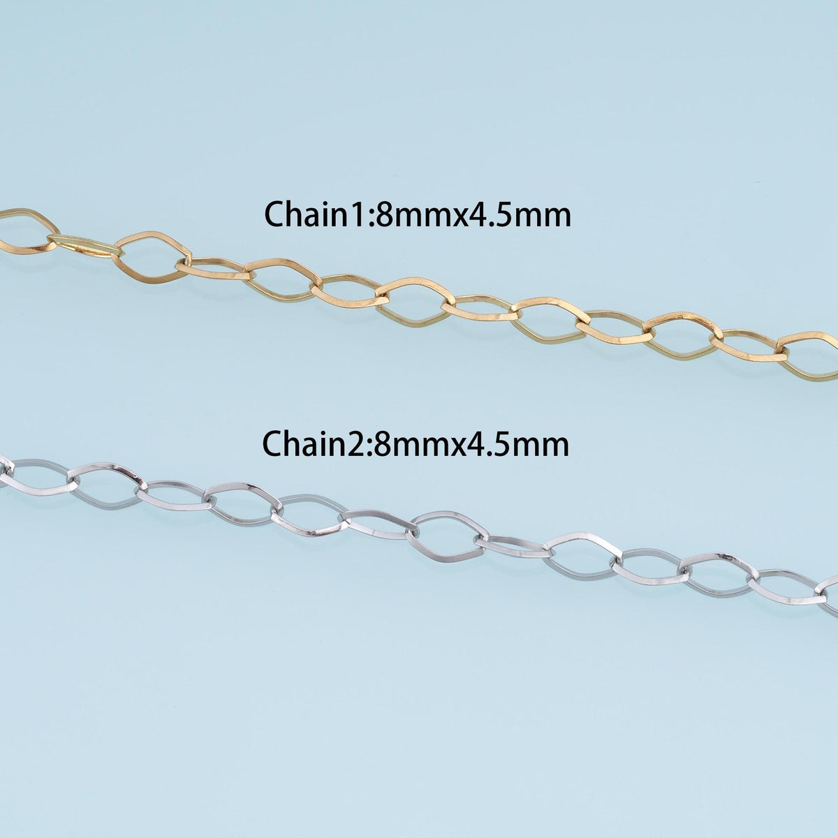 Stainless Steel Rhombus Chain, 14K Gold Stainless Steel Chain,Waterproof Chain for DIY Necklace Bracelet Making