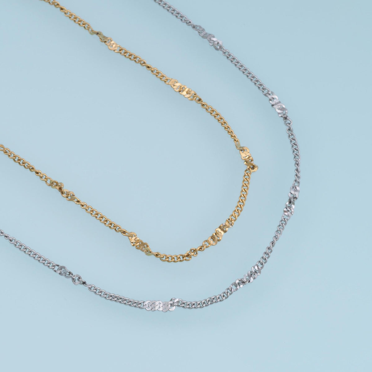 Stainless Steel Flat Chopin Chain, 14K Gold Stainless Steel Chain,Waterproof Chain for DIY Necklace Bracelet Making