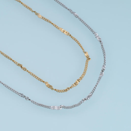 Stainless Steel Flat Chopin Chain, 14K Gold Stainless Steel Chain,Waterproof Chain for DIY Necklace Bracelet Making