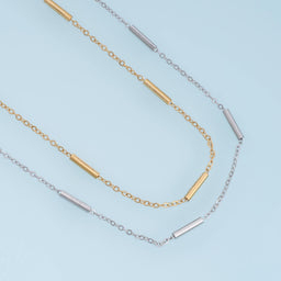 Stainless Steel Straight Tube Spacer O-Ring Chain, 14K Gold Stainless Steel Chain,Waterproof Chain for DIY Necklace Bracelet 