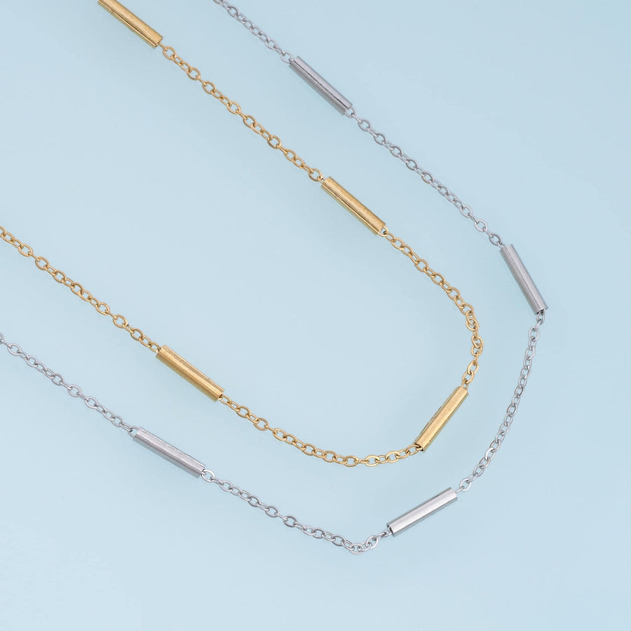 Stainless Steel Straight Tube Spacer O-Ring Chain, 14K Gold Stainless Steel Chain,Waterproof Chain for DIY Necklace Bracelet 
