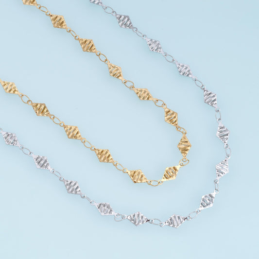 Stainless Steel Rhombus Link Chain, 14K Gold Stainless Steel Chain,Waterproof Chain for DIY Necklace Bracelet Making