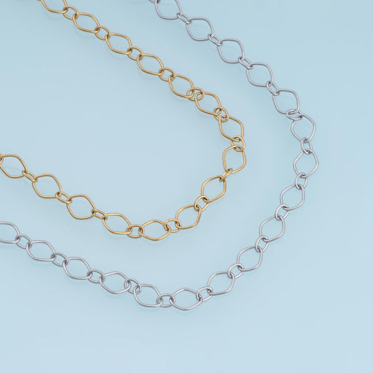 Stainless Steel Rhombus Link Chain, 14K Gold Stainless Steel Chain,Waterproof Chain for DIY Necklace Bracelet Making