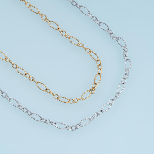Stainless Steel Oval Link Chain, 14K Gold Stainless Steel Chain,Waterproof Chain for DIY Necklace Bracelet Making