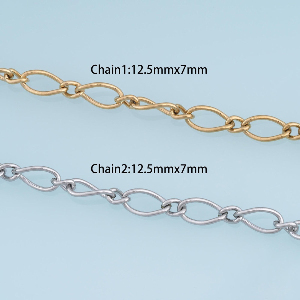 14K Gold Oval Jewelry Chain 3.28 ft, 16.40 ft for Jewelry Making