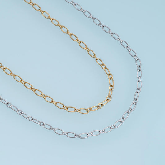 Stainless Steel Oval Link Chain, 14K Gold Stainless Steel Chain,Waterproof Chain for DIY Necklace Bracelet Making