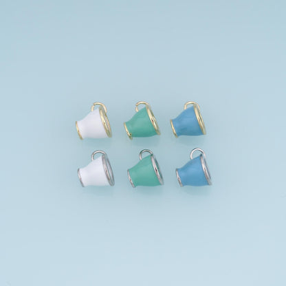 18K Gold Filled Bell Charm,Pastel Enamel Pendant,White Green Blue Bell Charm,DIY Necklace Bracelet Jewelry Making Supply