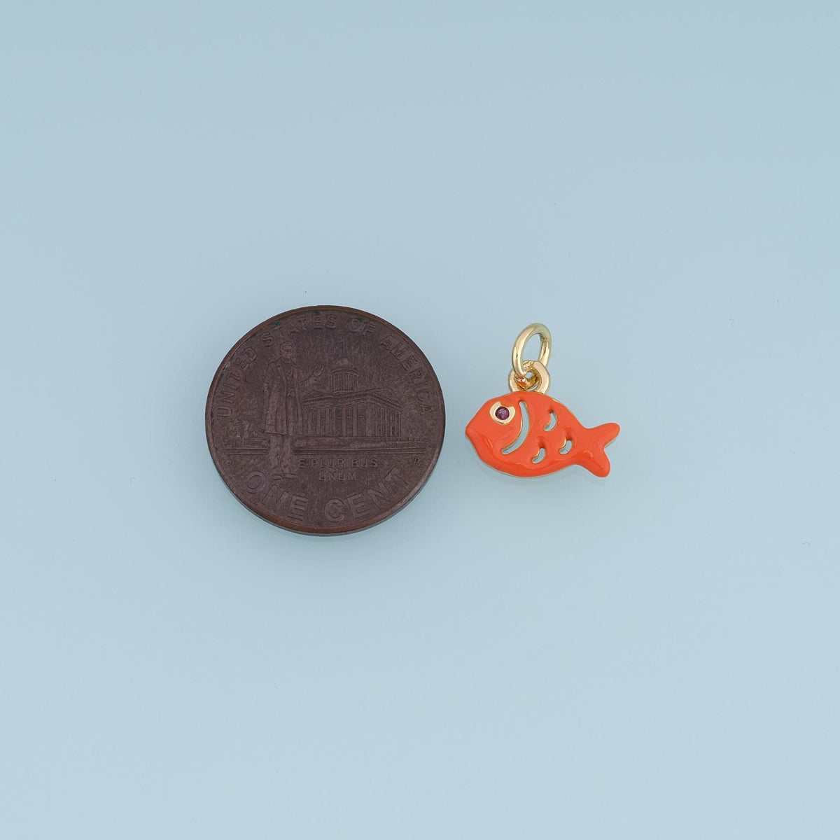 18K Gold Filled Fish Charm,Colorful Enamel Fish Pendant,Orange Red Pink Fish Charm,DIY Necklace Bracelet Jewelry Making Suppl
