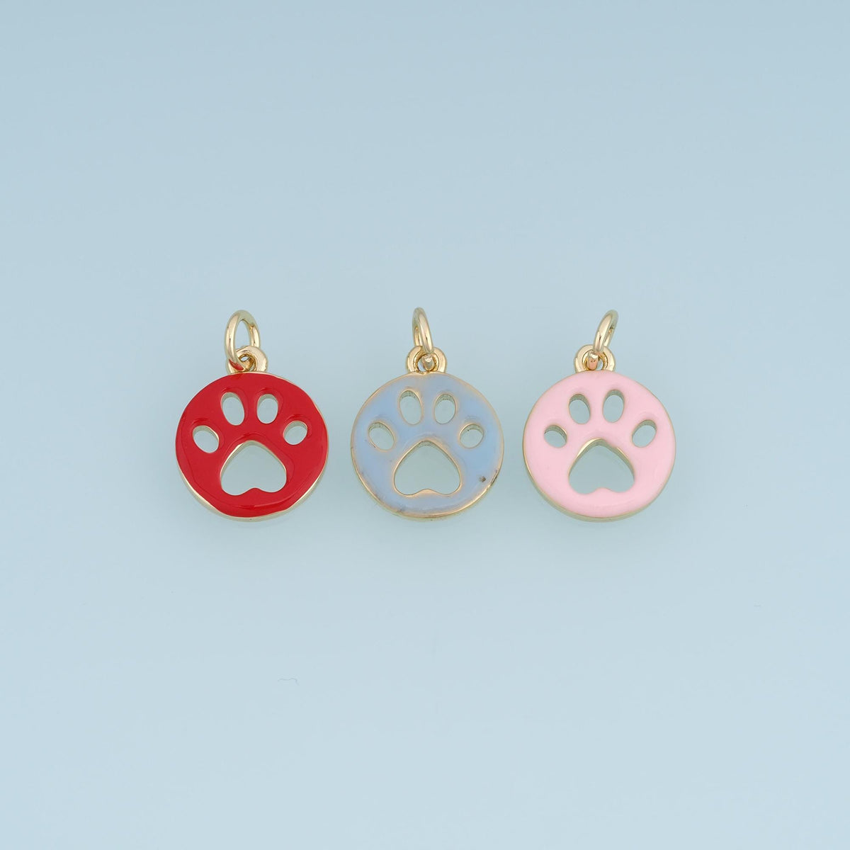 18K Gold Filled Enamel Paw Charm Pendant for Jewelry Making