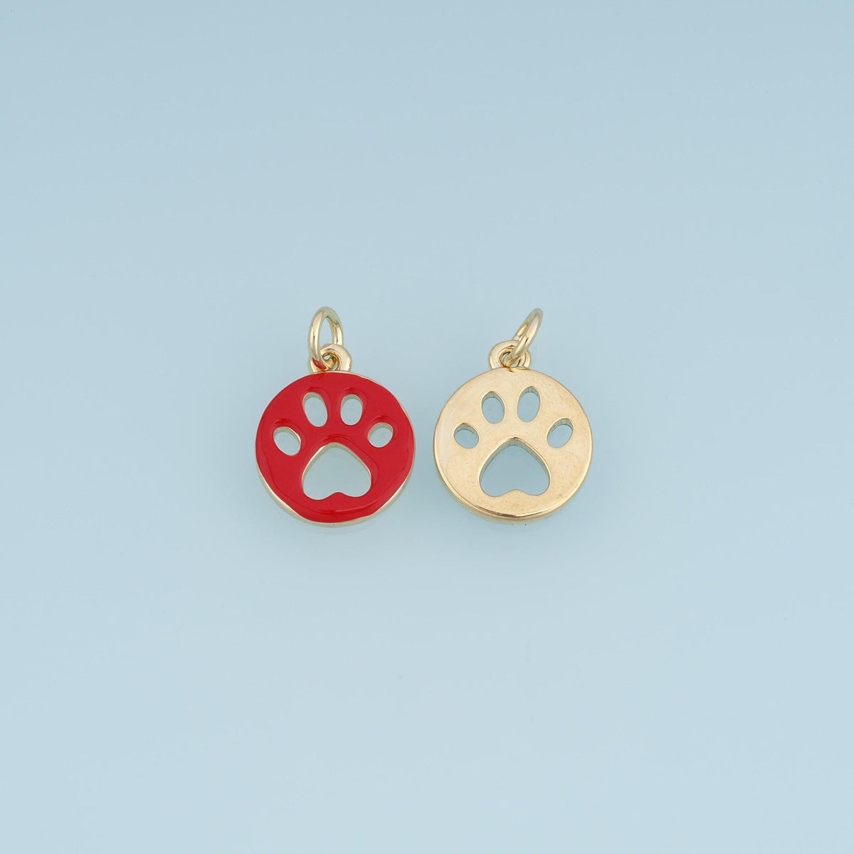 18K Gold Filled Enamel Paw Charm Pendant for Jewelry Making