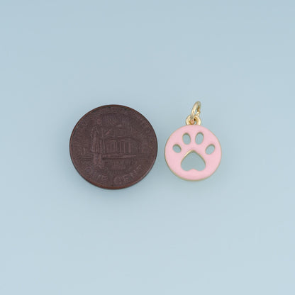 18K Gold Filled Enamel Paw Charm Pendant for Jewelry Making