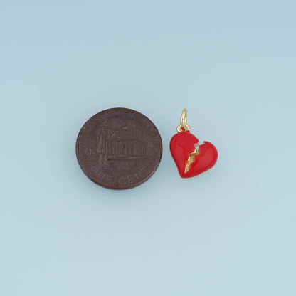 18K Gold Filled Enamel Heart Charm Pendant for Jewelry Making