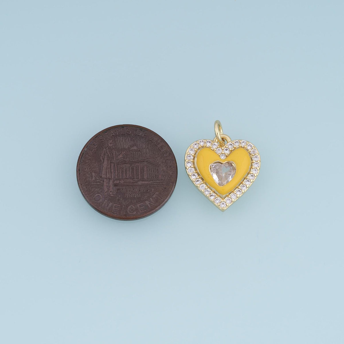 18K Gold Filled CZ Heart Charm,Colorful Enamel Heart Pendant,Pink Yellow Blue Heart Charm,DIY Necklace Bracelet Jewelry Suppl