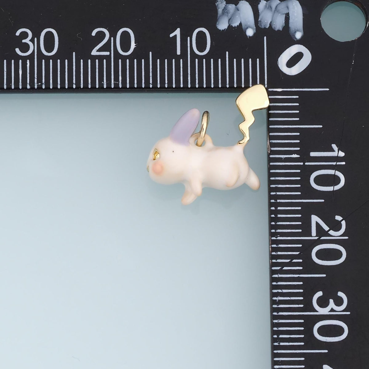 18K Gold Filled Bunny Charm,Pastel Rabbit Pendant,White Pink Enamel Bunny Charm,DIY Necklace Bracelet Jewelry Making Supply