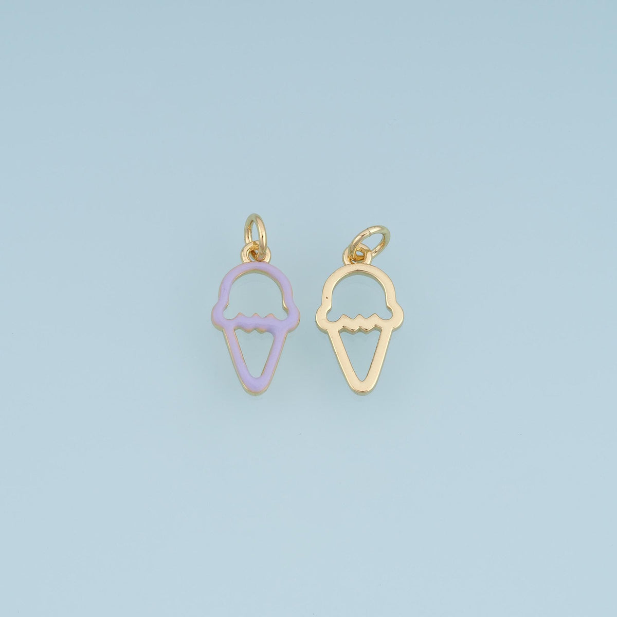 18K Gold Filled Ice Cream Charm,Pastel Enamel Ice Cream Pendant,Purple White Dessert Charm,DIY Necklace Bracelet Jewelry Supp