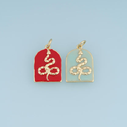 18K Gold Filled Enamel Snake Charm Pendant for Jewelry Making