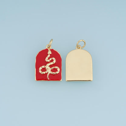 18K Gold Filled Enamel Snake Charm Pendant for Jewelry Making