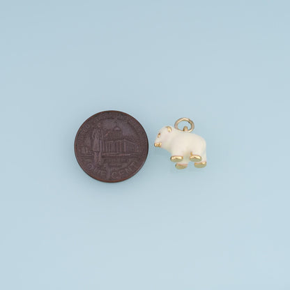 18K Gold Filled Bear Charm,Enamel Brown Bear Pendant,Cute Animal Charm,White Tan Brown Bear,DIY Necklace Bracelet Jewelry Sup