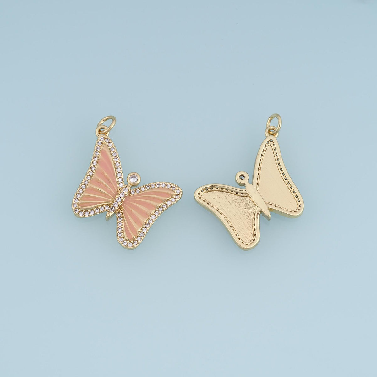 18K Gold Filled Enamel Butterfly Charm Pendant for Jewelry Making