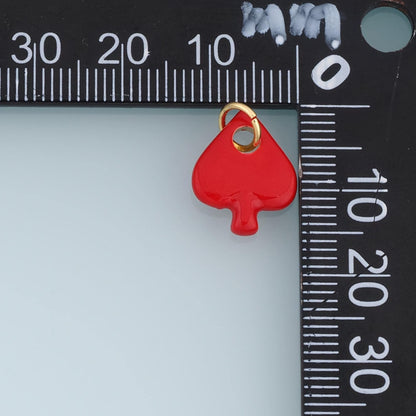 18K Gold Filled Spade Charm,Enamel Playing Card Suit Pendant,Red White Black Spade Charm,DIY Necklace Bracelet Jewelry Supply