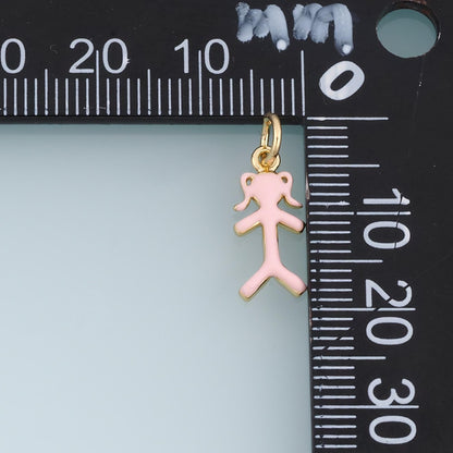 18K Gold Filled Girl Charm,Enamel Female Figure Pendant,Pink Purple Girl Charm,DIY Necklace Bracelet Jewelry Making Supply