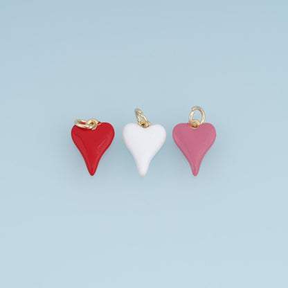 18K Gold Filled Enamel Heart Charm Pendant for Jewelry Making