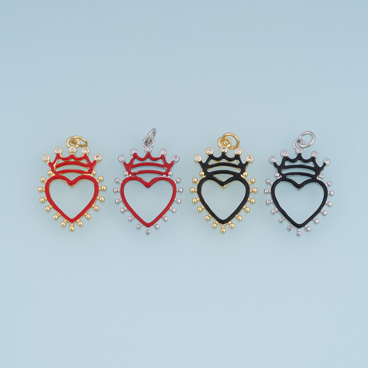 18K Gold Filled Enamel Heart Charm Pendant for Jewelry Making