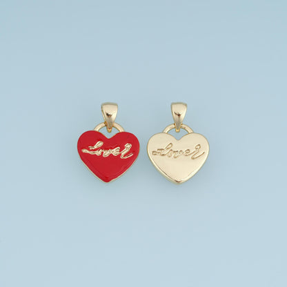 18K Gold Filled Love Heart Charm,Enamel Heart Pendant,Red Pink Love Charm,DIY Necklace Bracelet Jewelry Making Supply