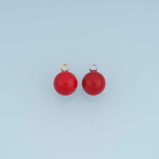 18K Gold Filled Red Ball Charm,Round Bead Pendant,Glossy Red Sphere Charm,DIY Necklace Bracelet Jewelry Making Supply