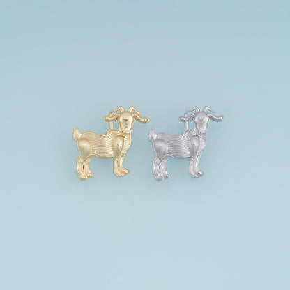 18K Gold Filled Goat Charm,Textured Goat Pendant,Farm Animal Charm,Gold Goat Jewelry,DIY Necklace Bracelet Jewelry Supply