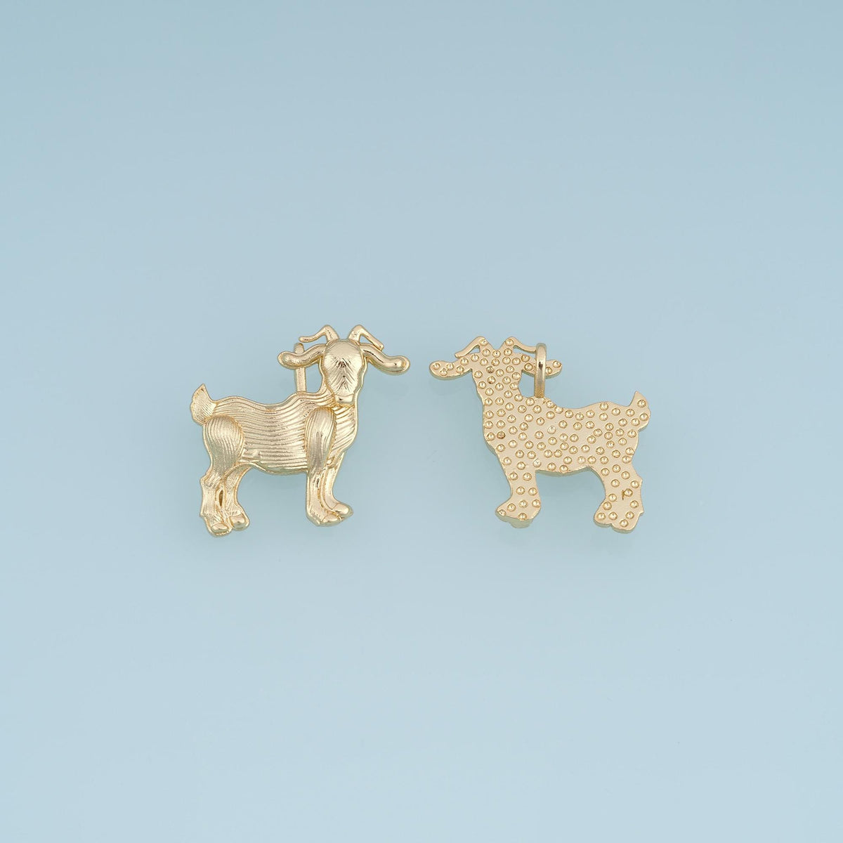 18K Gold Filled Goat Charm,Textured Goat Pendant,Farm Animal Charm,Gold Goat Jewelry,DIY Necklace Bracelet Jewelry Supply