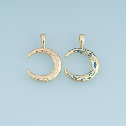 18K Gold Filled Enamel Moon Charm Pendant for Jewelry Making