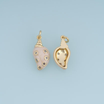 18K Gold Filled Pearl Shell Charm Pendant for Jewelry Making