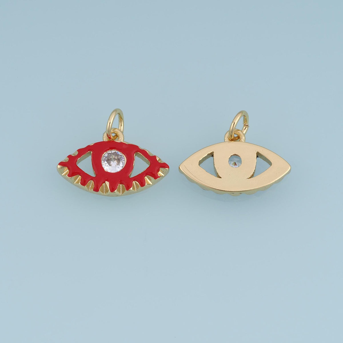 18K Gold Filled Evil Eye Charm,CZ Enamel Eye Pendant,Red Black Eye Charm,DIY Necklace Bracelet Jewelry Making Supply