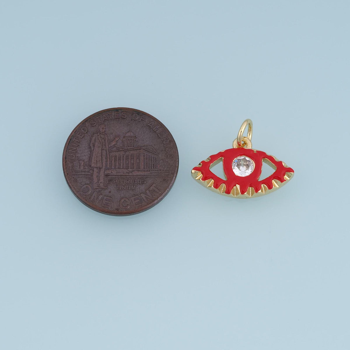 18K Gold Filled Evil Eye Charm,CZ Enamel Eye Pendant,Red Black Eye Charm,DIY Necklace Bracelet Jewelry Making Supply