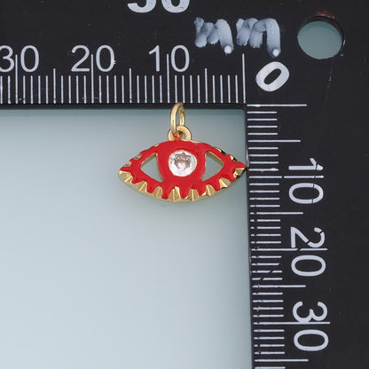 18K Gold Filled Evil Eye Charm,CZ Enamel Eye Pendant,Red Black Eye Charm,DIY Necklace Bracelet Jewelry Making Supply