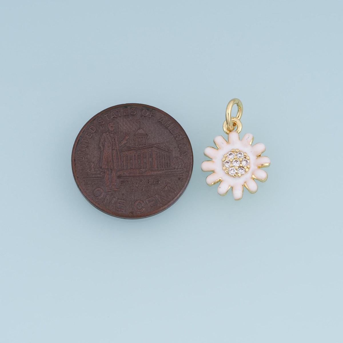 18K Gold Filled Daisy Flower Charm,CZ Enamel Flower Pendant,Red White Pink Floral Charm,DIY Necklace Bracelet Jewelry Supply