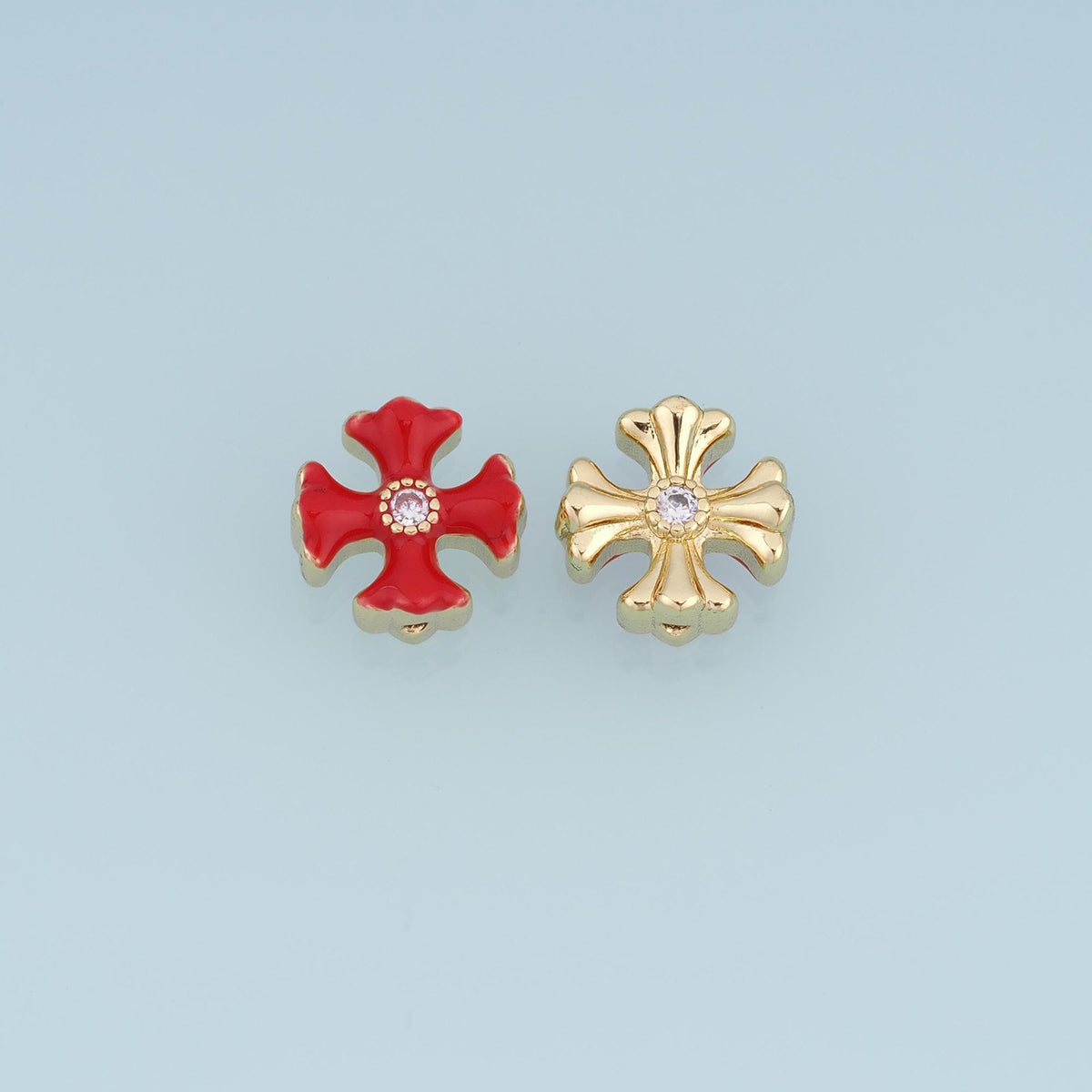 18K Gold Filled Enamel Cross Spacer Beads 12 mm, 1 mm for Jewelry Making