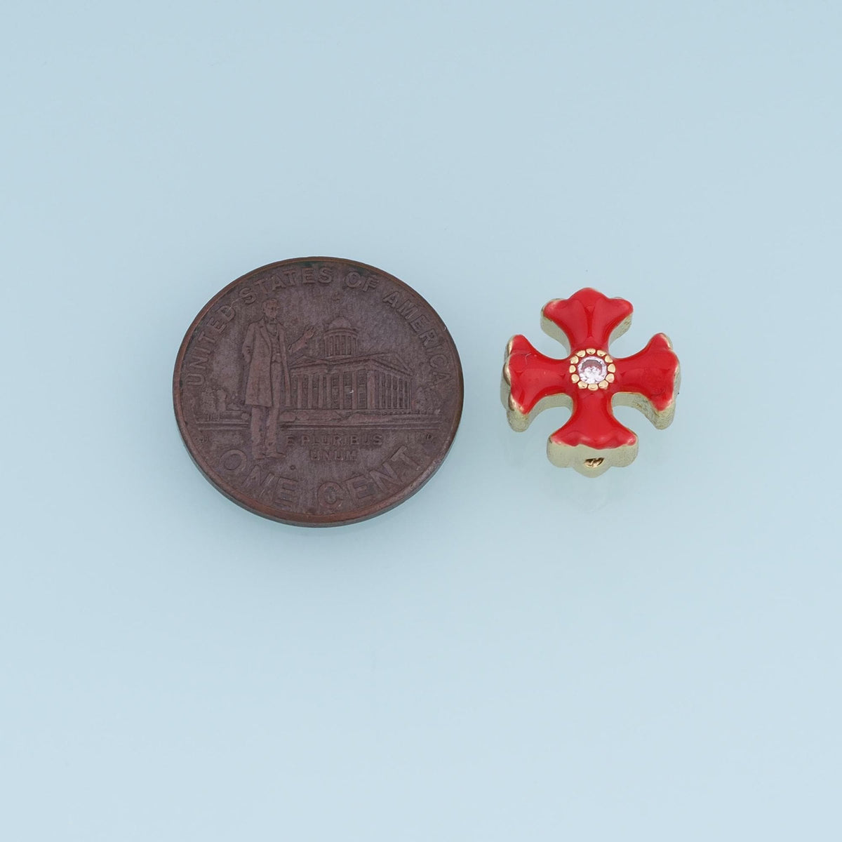18K Gold Filled Enamel Cross Spacer Beads 12 mm, 1 mm for Jewelry Making
