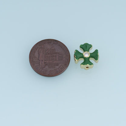 18K Gold Filled Enamel Cross Spacer Beads 12 mm, 1 mm for Jewelry Making