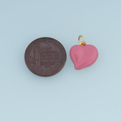 18K Gold Filled Puffy Heart Charm,Enamel Heart Pendant,Red Blue Pink Heart Charm,Embossed Love Charm,DIY Necklace Bracelet Je